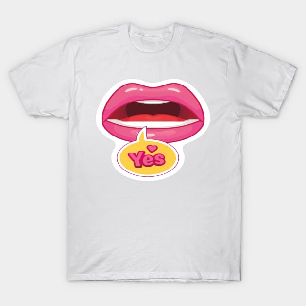 YES LIPS KAWAII DESIGN ANIME MOUTH SEXY KAOMOJI LIPS EMOTICON CARTOON T-Shirt by Chameleon Living